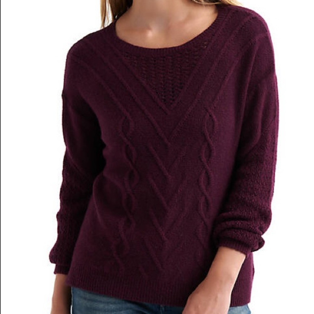 NWT  Lucky Brand Cable Knit Sweater Plum M